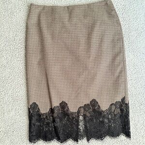 Vince Camuto Brown Casual Mini Zipper Lining Pencils Plaid Lace Women's Skrt